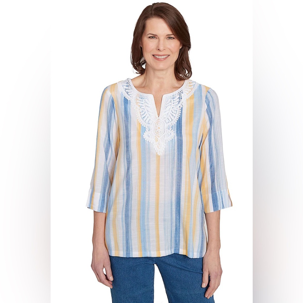 Alfred Dunner Flower Power Striped Top‎ 🌼